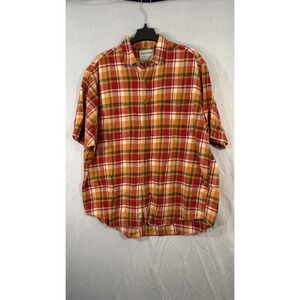 Abercrombie Fitch Mens Plaid Button Up Short Sleeve Flannel Vintage True 2XL